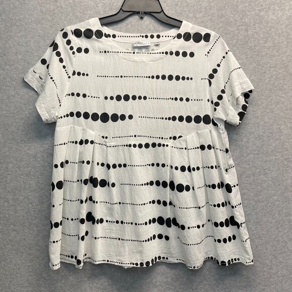 Patrizia Luca Polka Dot Top Womens S/M Medium Peplum Short Sleeve - Picture 1 of 12